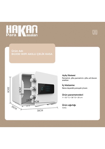 BGX30 Wıfı Akıllı Çelik Kasa indirimleri