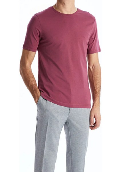 Erkek Gül Kurusu %100 Pamuk Bisiklet Yaka Kısa Kollu Tişört