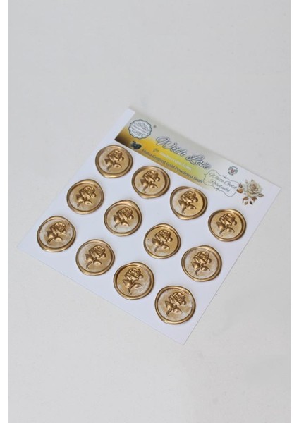 White Gold Rosebuds 12 Adet 3D Hazır Kendinden Yapışkanlı Sticker Mühür RM2107