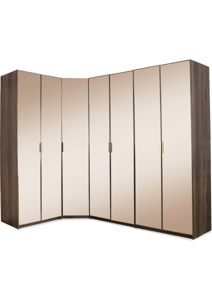 Avm 24 Manhattan KÖŞE(L)GARDIROP-MDF-BAROK-(172/258)X60X225CM- 7 Kapak-Cam Kapak-Ücretsiz Nakliye ve Montaj