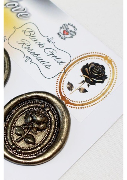 Black Gold Rosebuds 12 Adet 3D Hazır Kendinden Yapışkanlı Sticker Mühür RM2110