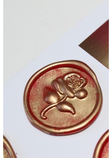 Red Gold Rosebuds 12 Adet 3D Hazır Kendinden Yapışkanlı Sticker Mühür RM2105