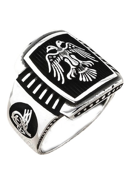 Erkek Yüzük Gümüş 925 Osmanlı Arma