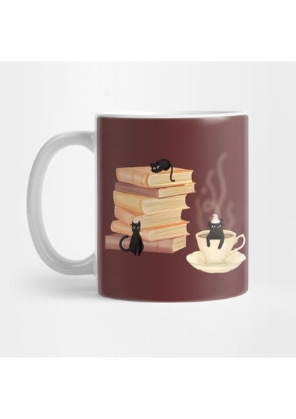 Kahve, Kitaplar ve Kediler Kupa Bardak