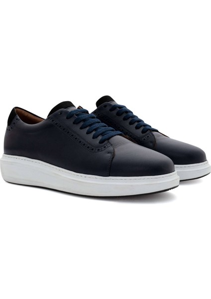 Lacivert El Yapımı Deri Sneaker