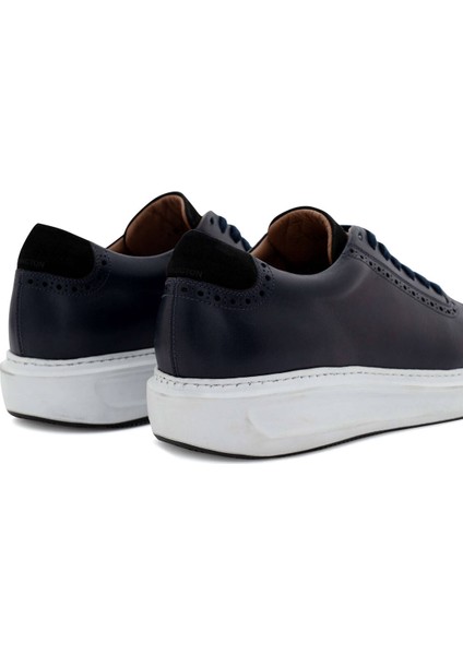 Lacivert El Yapımı Deri Sneaker