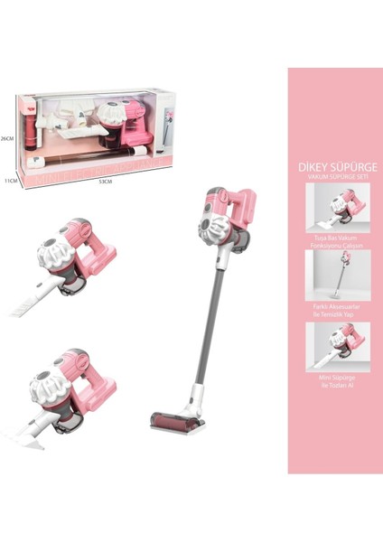 Dikey Elektrik Süpürgesi Pembe (3 In1 ) Ekranlı Kutu