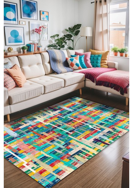Lisa Geometrik Kadife Yıkanabilir Kaymaz Pamuk Tabanlı Salon Halısı fiyatları
