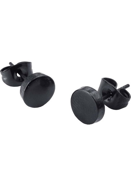 Takı Erkek Küpe - 5mm Yuvarlak Kulak Çivisi, 2 Adet (1 Çift) - Paslanmaz Çelik - Erkekler Için - Siyah Renk - Hediye Çantalı (Yurt Dışından)