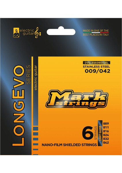 Longevo Stainless Steel Nanofilm Shielded 09-42 Elektro Gitar Teli