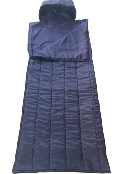 Su Geçirmez Uyku Tulumu Sentetik Dolgu Tek Kişilik Dağcılık Sağ Fermuar 4 Mevsim Lacivert Yetişkin