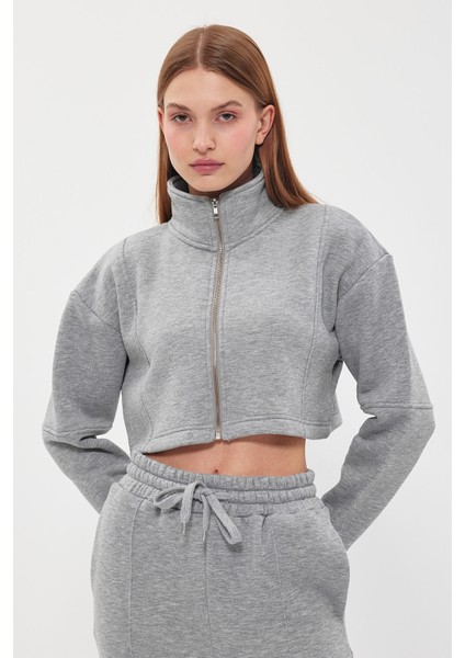 Kadın Emily Crop Fermuarlı Sweatshırt