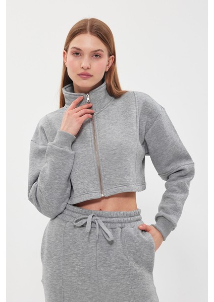 Kadın Emily Crop Fermuarlı Sweatshırt indirimleri