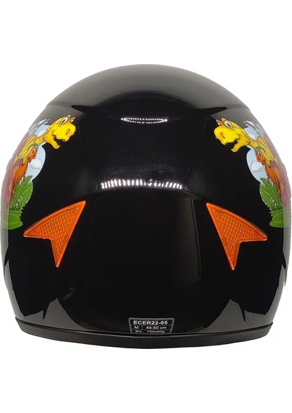 Motosiklet ve Bisiklet Çocuk Kaskı Full Face Pp Material Abs Çocuk Kask Dino Black