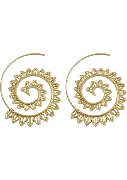 1 Çift Vintage Altın Kaplama Tribal Boho Tarzı Daireler Yuvarlak Kulak Damızlık Dangle Hoop Küpeler Pirinç Spiral (Yurt Dışından)