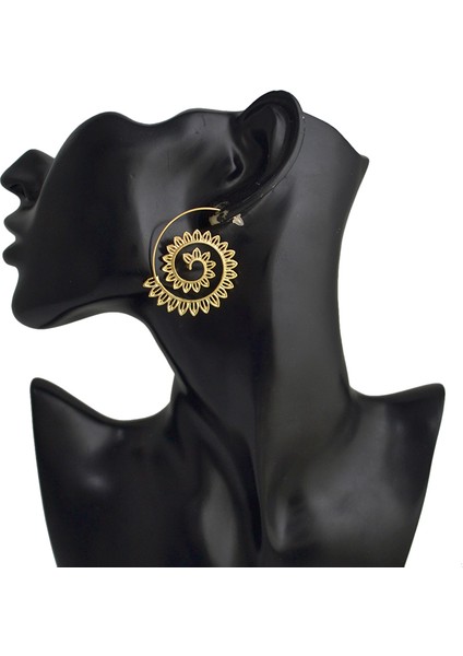 1 Çift Vintage Altın Kaplama Tribal Boho Tarzı Daireler Yuvarlak Kulak Damızlık Dangle Hoop Küpeler Pirinç Spiral (Yurt Dışından)