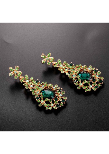 Moda Mizaç Su Damlası Rhinestones Gelin Küpe Yeni Tatlı Küpe Uzun Kristal Küpe Kadın Mavi (Yurt Dışından) indirimleri