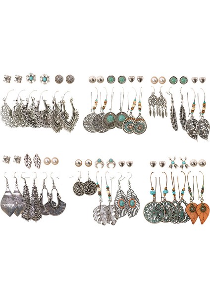 36 Pairs Moda Vintage Damla Dangle Küpe Seti Kadın Kızlar Için Bohemian Küpe Doğum Günü/parti/sevgililer Günü Hediyeleri (Yurt Dışından)
