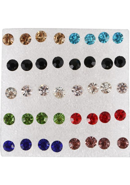 40 Adet/takım Kadın Kızın Kristal Saplama Küpe Noel Hediyesi (Boyut: 5mm) #2 (Yurt Dışından)