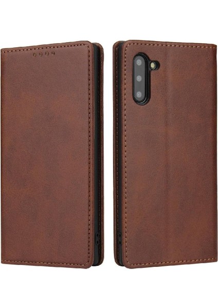 Kart Tutucu Kickstand Deri Folio ile Samsung Galaxy Not 10 Telefon Kılıfı (Yurt Dışından)