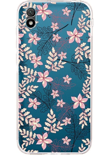Huawei Y5 2019 Kamera Korumalı Kapak Floral Kırmızı Tasarımlı Şeffaf Kılıf