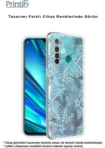 Huawei Y5 P Kamera Korumalı Kapak Floral Mavi Tasarımlı Şeffaf Kılıf fırsatları