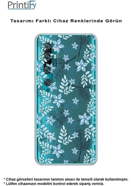 Huawei Y5 P Kamera Korumalı Kapak Floral Mavi Tasarımlı Şeffaf Kılıf indirimleri