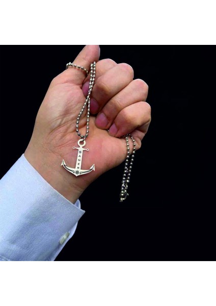 Saner Ismine Özel 925 Ayar Çapa Tasarımlı Erkek Ğümüş KOLYE-LK-.2031461
