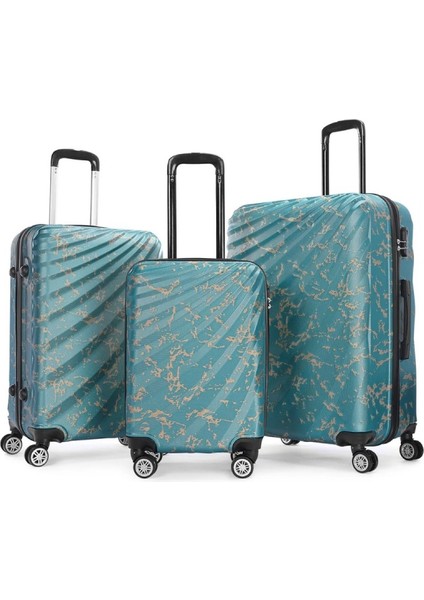 Baskılı Mint Yeşil Wexta WX-300 Baskılı Mint Yeşil 3 ' Lü Set Valiz
