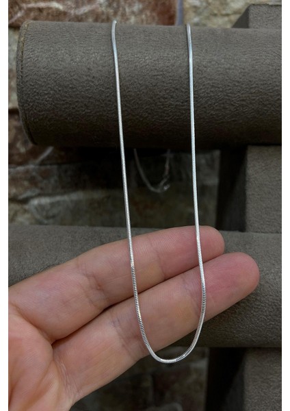Gümüş 1,2 mm Ithal Yılan Erkek Bayan Boyun Zinciri Kolye