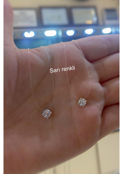 Gümüş 5 mm Taşlı Hayalet Misina Kolye HS26552E3