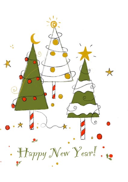 Konsept Tebrik Kartı- Happy New Year-Ağaç