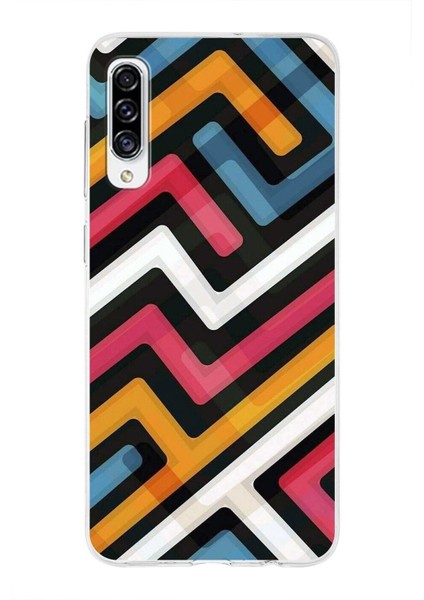 Samsung Galaxy A30S Uyumlu Kapak Labirent Grafiti Tasarımlı Şeffaf Süper Silikon Kılıf