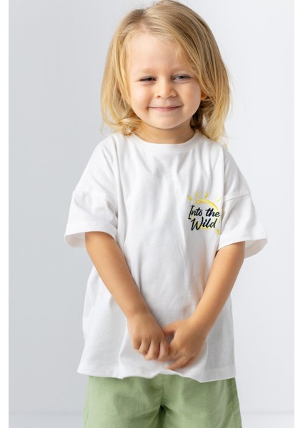 Erkek Çocuk Güneş Nakış Detaylı T-Shirt