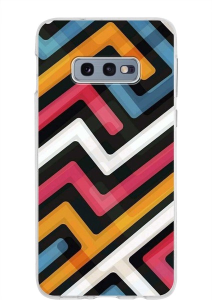Samsung Galaxy S10E Kapak Labirent Grafiti Tasarımlı Şeffaf Süper Silikon Kılıf