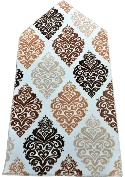 Büyük Boy 75X140CM, Mihraplı, Yumuşak Dokulu Seccade-Kahve Krem