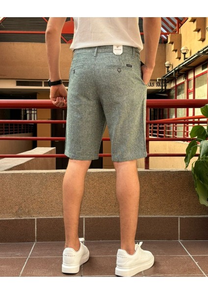 Erkek, Bel Bağcıklı, Old Money, Pamuklu, Keten Dokuma Şort 24INP281 fırsatları