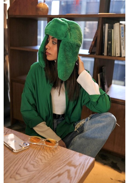 Peluş Trapper Şapka 8002 Yeşil