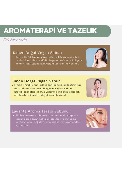 3'lü Doğal Sabun Seti - Aromaterapi ve Tazelik