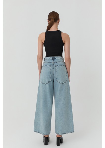 Geniş Paça Kot Pantolon Açık Mavi
