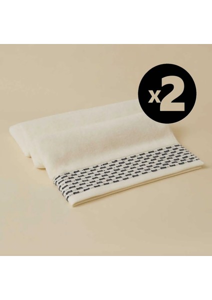 Calm Havlu 90 x 150 cm Krem/mavi 2'li Set
