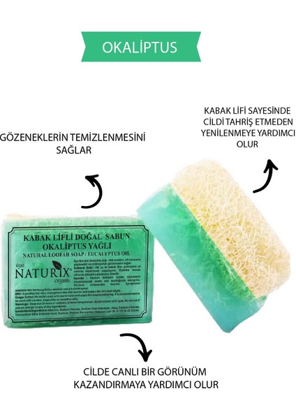 Doğal Kabak Lifli Okaliptus Yağlı Sabun Nemlendirici Peeling Etkili Arındırıcı Okaliptus Soap 130 gr