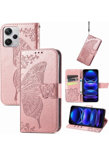 Xiaomi Redmi Note 12 Pro Plus Kelebek Kanatları Flip Darbeye Dayanıklı Deri Telefon Kılıfı (Yurt Dışından)