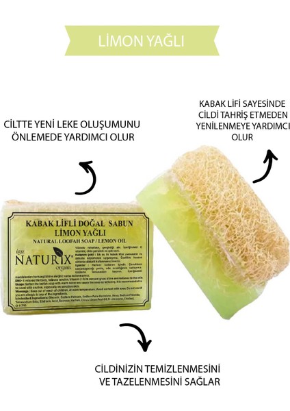 Doğal Kabak Lifli Limon Yağlı Sabun Akne Peeling Etkili Lemon Soap 130 gr