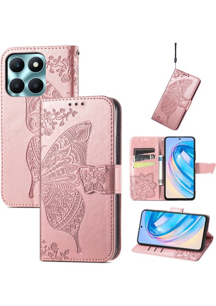 Honor X6A Kelebek Kanatları Flip Darbeye Dayanıklı Deri Telefon Kılıfı (Yurt Dışından)