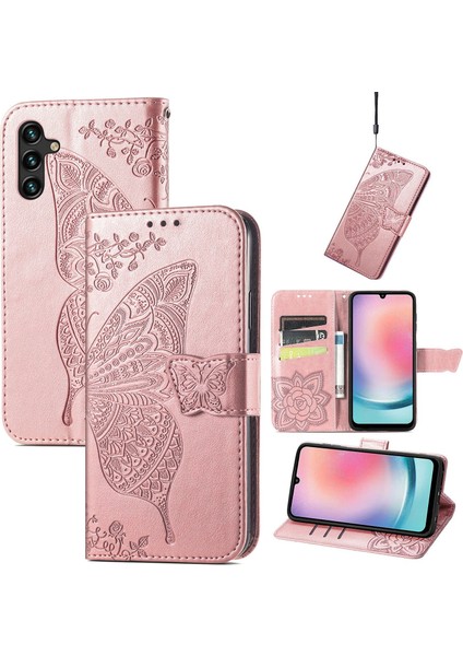 Galaxy A24 4g Kelebek Kanatları Flip Darbeye Dayanıklı Deri Telefon Kılıfı (Yurt Dışından)