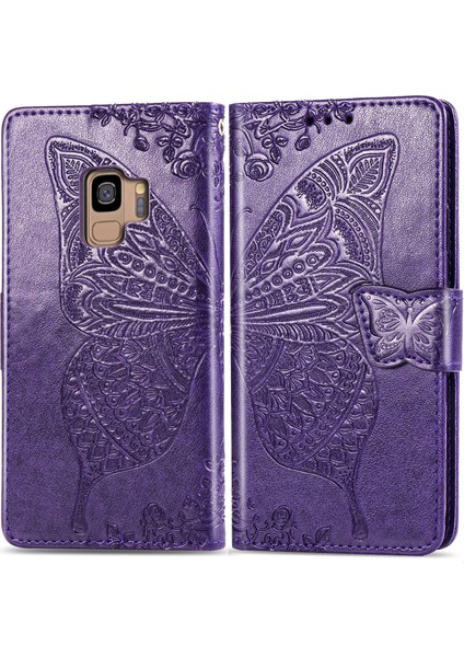 Galaxy S9 Kelebek Kanatları Flip Darbeye Dayanıklı Deri Telefon Kılıfı (Yurt Dışından)