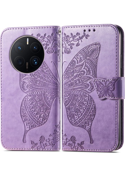 Huawei Mate 50 Pro Kelebek Kanatları Flip Darbeye Dayanıklı Deri Telefon Kılıfı (Yurt Dışından)