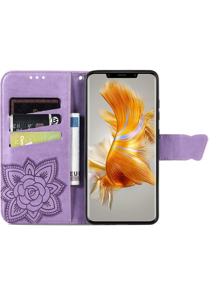 Huawei Mate 50 Pro Kelebek Kanatları Flip Darbeye Dayanıklı Deri Telefon Kılıfı (Yurt Dışından)