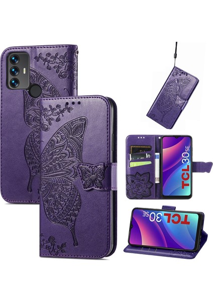 Tcl 30 Se Kelebek Kanatları Flip Darbeye Dayanıklı Deri Telefon Kılıfı (Yurt Dışından)